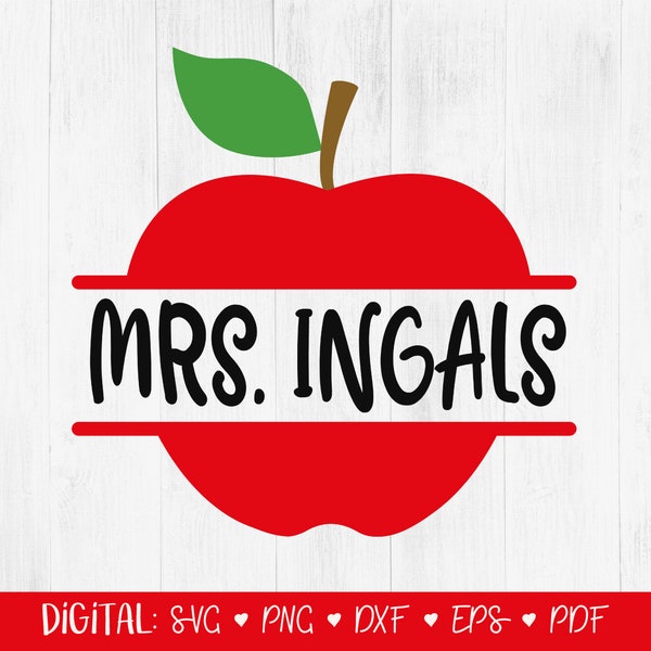 Apple Name Frame SVG, Apple Monogram Frame Svg, Apple Svg, Teacher Svg, School Svg, Cut Files, Cricut, Back to school, dxf, eps, Digital