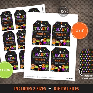 Halloween Gift Tags, Halloween Thank You Favor Tags, Halloween Birthday Tags, Costume Halloween Party, Kids, Decor, DIGITAL PDF image 2