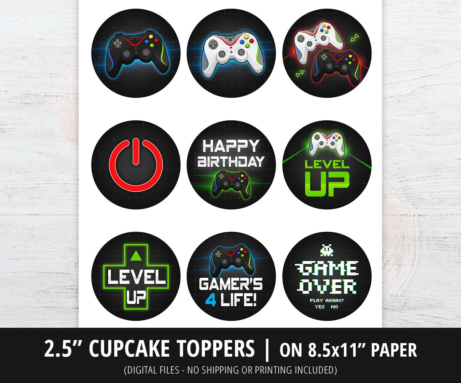 Video Game Cupcake Toppers Gamer Party Cupcake Toppers Video Etsy UK