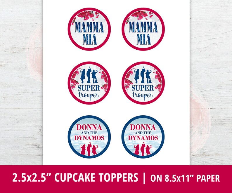 Mamma Mia Cupcake Toppers Mamma Mia Birthday Mamma Mia Etsy
