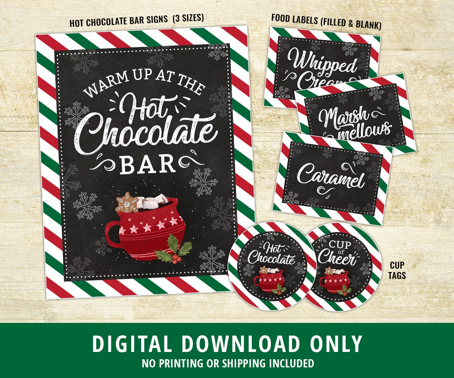 WhatSign Hot Cocoa Bar Kit Sign with Stand Hot Chocolate Bar