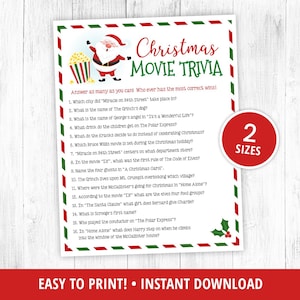 Christmas Movie Trivia Game Printable, Christmas Trivia Game, Christmas Activities, Christmas Party Games, Kids & Adults, DIGITAL