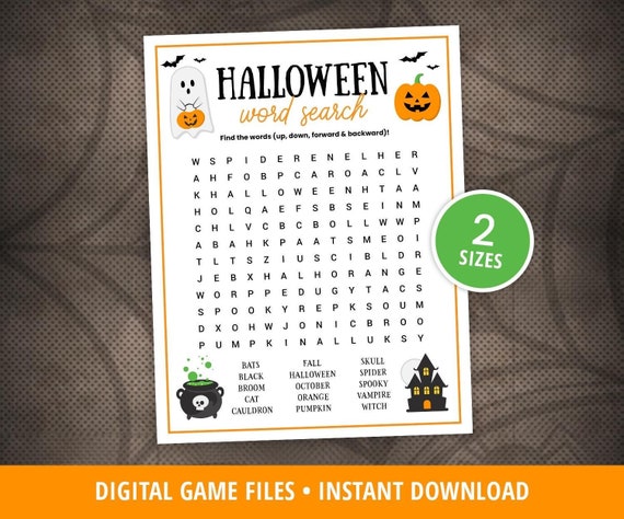 Halloween Word Search Printable, Halloween Printable Games, Halloween Games for Kids, Fun Halloween Party Game, Kids, Word Find, DIGITAL