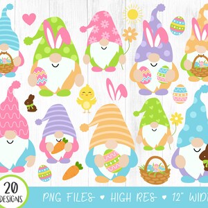 20 Easter Gnomes Clipart Bundle, Easter Clip Art, Gnome Clipart PNG, Easter Eggs, Easter Print Bundle, Spring Clipart, Digital, PNG FILES