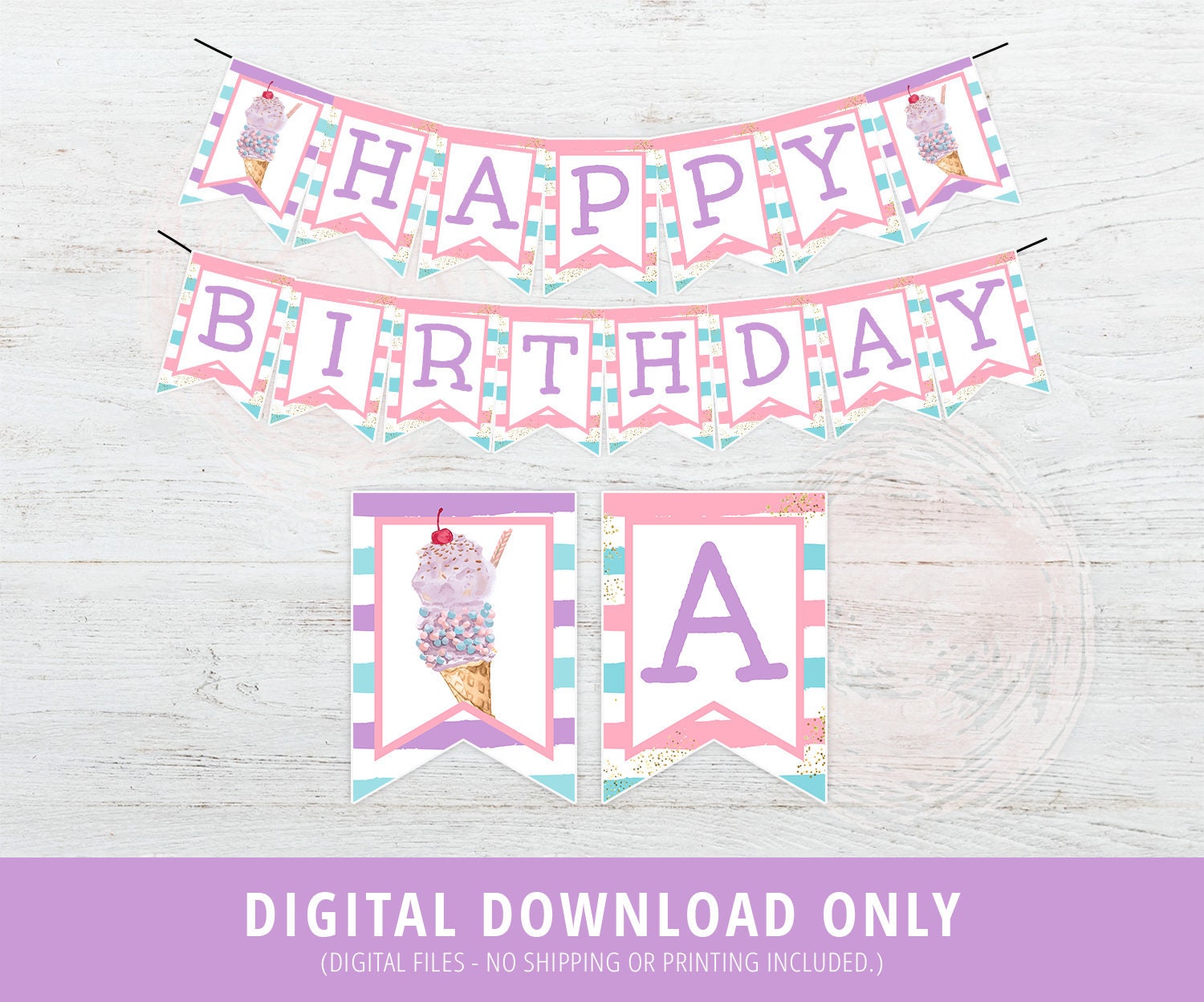 Ice Cream Banner Ice Cream Birthday Party Ice Cream Party Etsy