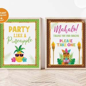 Luau Party Signs, Tropical Luau Birthday Party Signs, Welcome Sign, Snack Shack, Hawaiian Party Decor, Tiki, Printable DIGITAL image 5