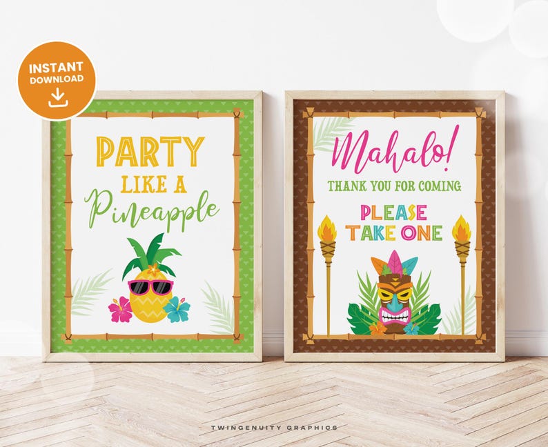 Luau Party Signs, Tropical Luau Birthday Party Signs, Welcome Sign, Snack Shack, Hawaiian Party Decor, Tiki, Printable DIGITAL image 5