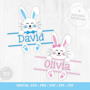 Hase Name Rahmen SVG, Hase Monogramm Rahmen SVG, Hase SVG, Ostern SVG, Ostern Split Monogramm SVG, Bunnysplit svg, Schnittdateien, niedlich, Digital