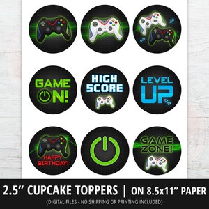 Video Game Cupcake Toppers, Video Game Party Cupcake Toppers, Video ...