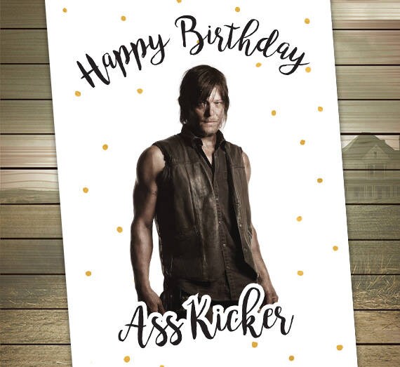 The Walking Dead Birthday Card Daryl Dixon Happy Birthday | Etsy