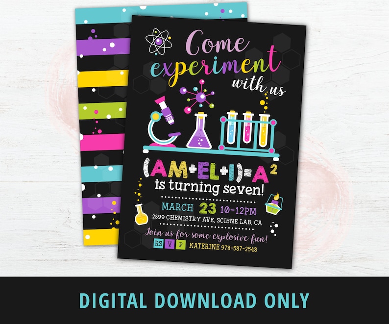 Science Party Invitation Printable Mad Science Birthday Party | Etsy