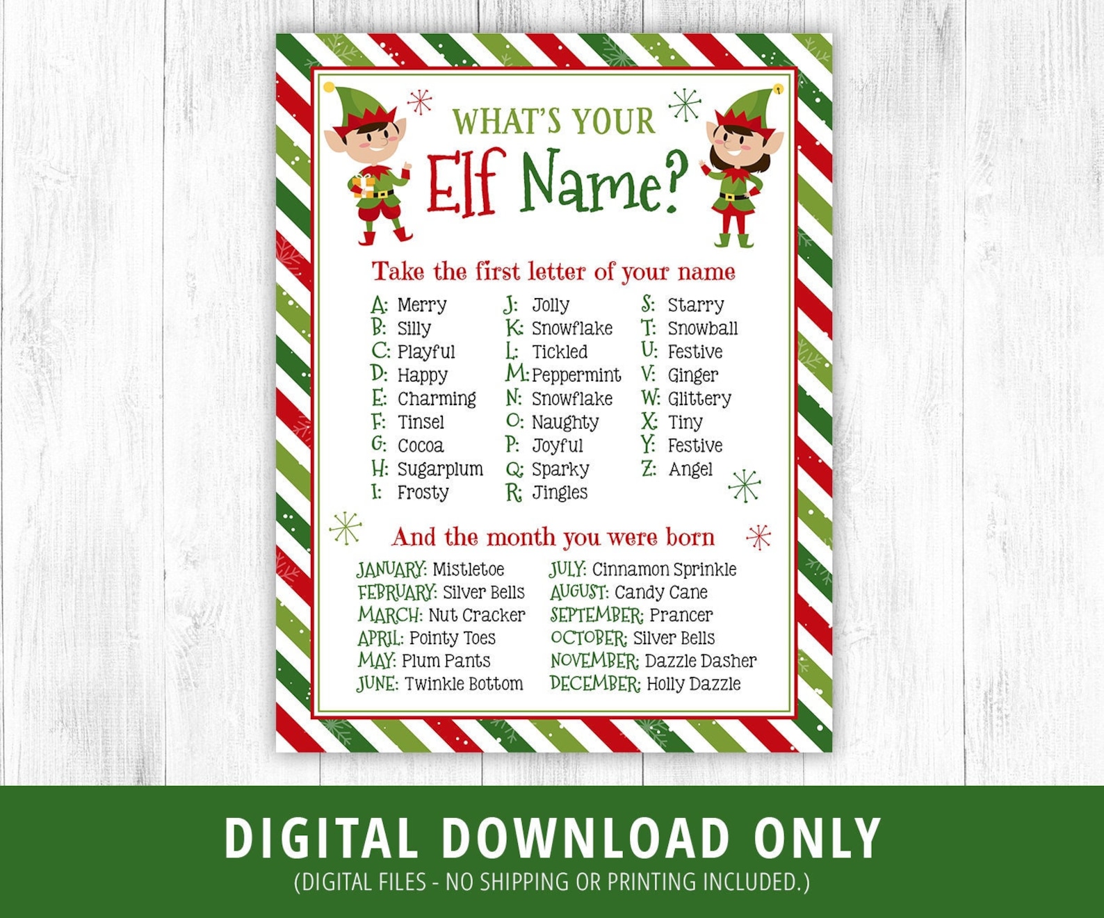 What's Your Elf Name Game Sign Christmas Elf Name Game Etsy