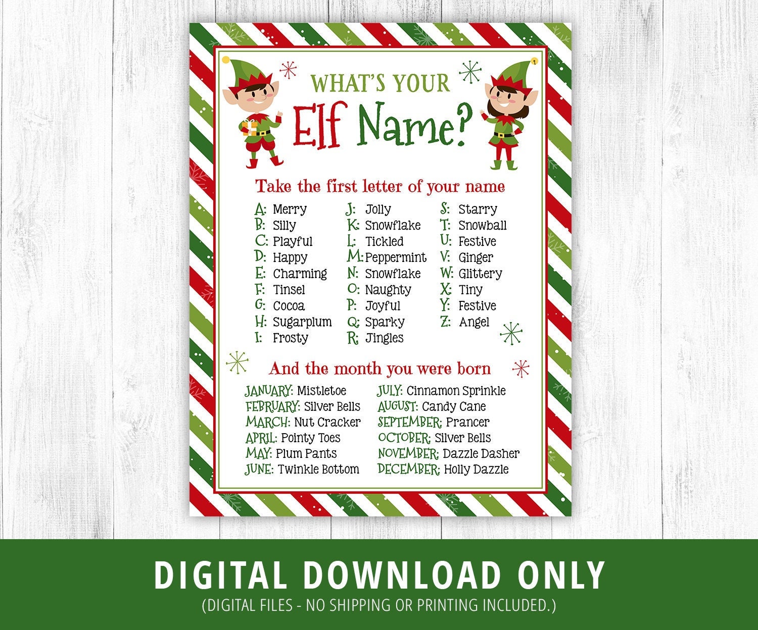 What's Your Elf Name Game Sign Christmas Elf Name Game Etsy Australia