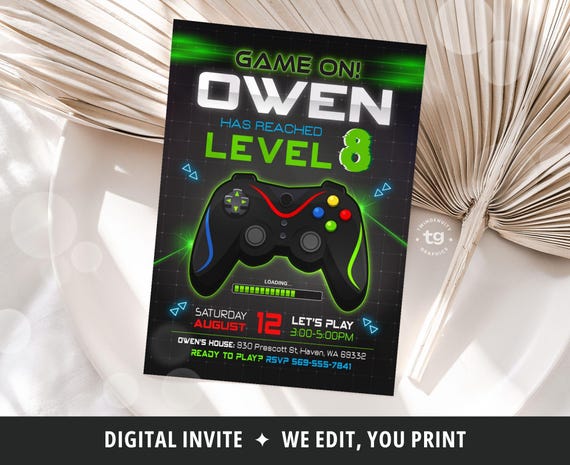 Video Game Invitation, Video Game Party Invite, Video Game Birthday Invitation, Video Game Birthday, Game Party, Boy Party Invite, DIGITAL
