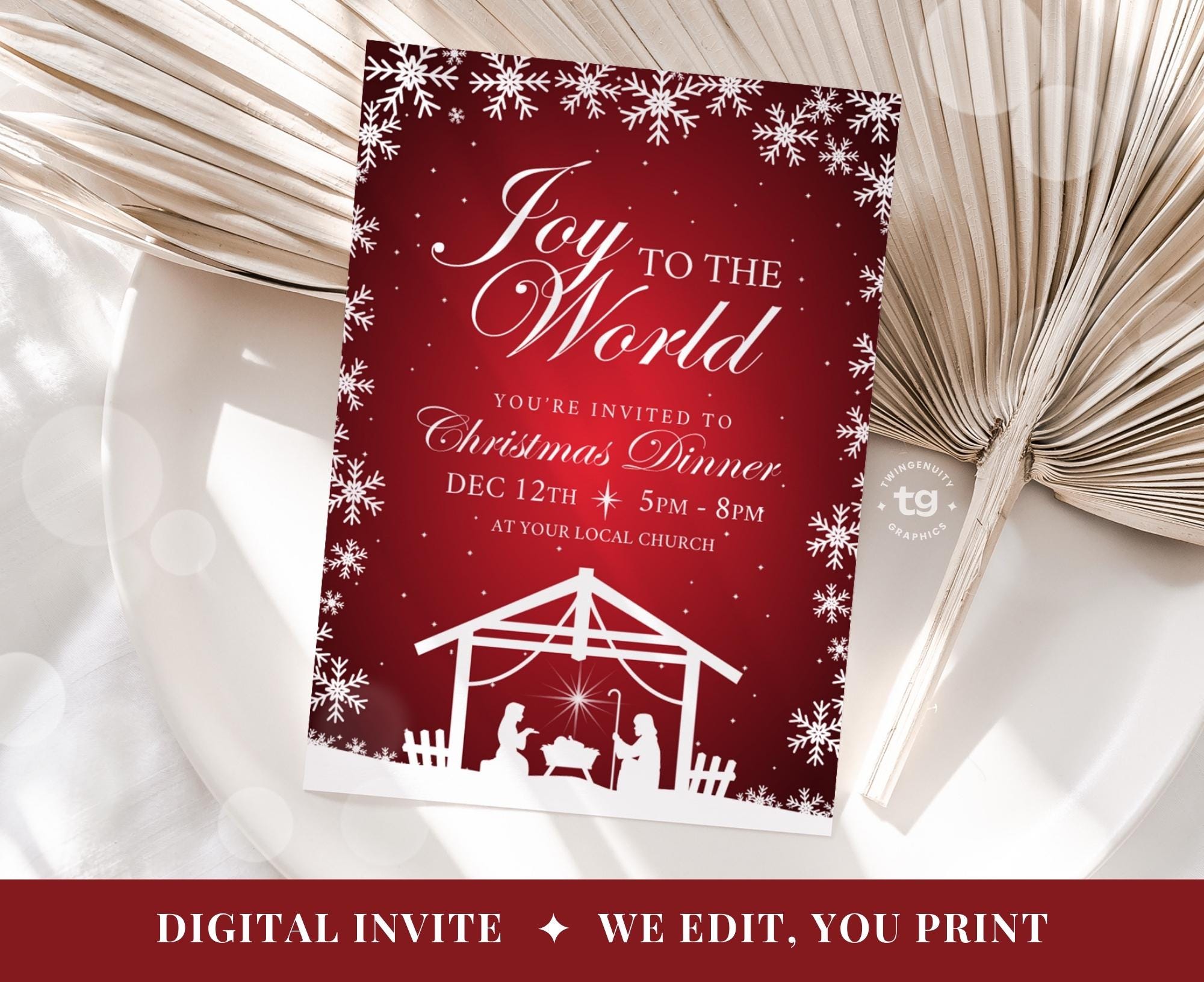Religious Christmas Invitation, Religious Nativity Invite, Joy to the ...