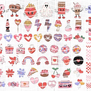 Retro Valentines Day Clipart, Groovy Nostalgic Valentine PNG ...