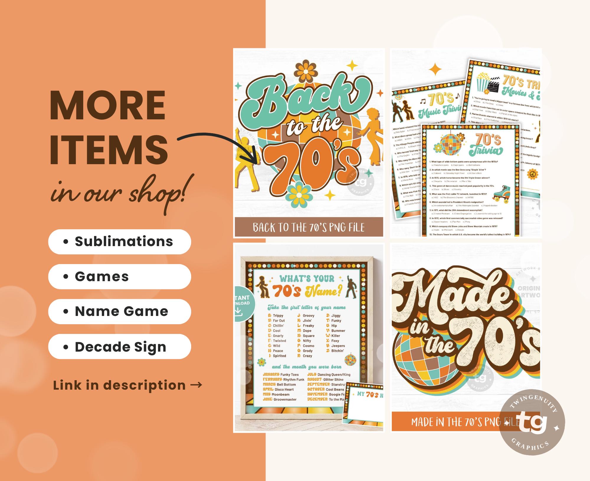 Back to the 70s Party Poster, 70s Party Signs, 70s Party Decorations ...