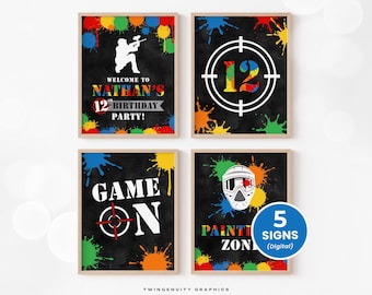 Paintball Party Signs, Paintball Birthday Party Signs, Paintball Welcome Sign, Paintball Party, Paintball Decorations, Printable, DIGITAL