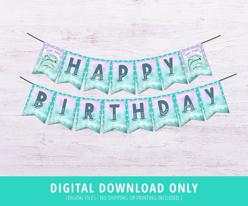 Dolphin Banner Dolphin Birthday Banner Dolphin Party | Etsy