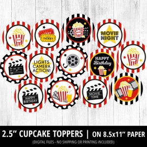 Movie Party Decorations Printable, Movie Night Birthday Party Decor ...