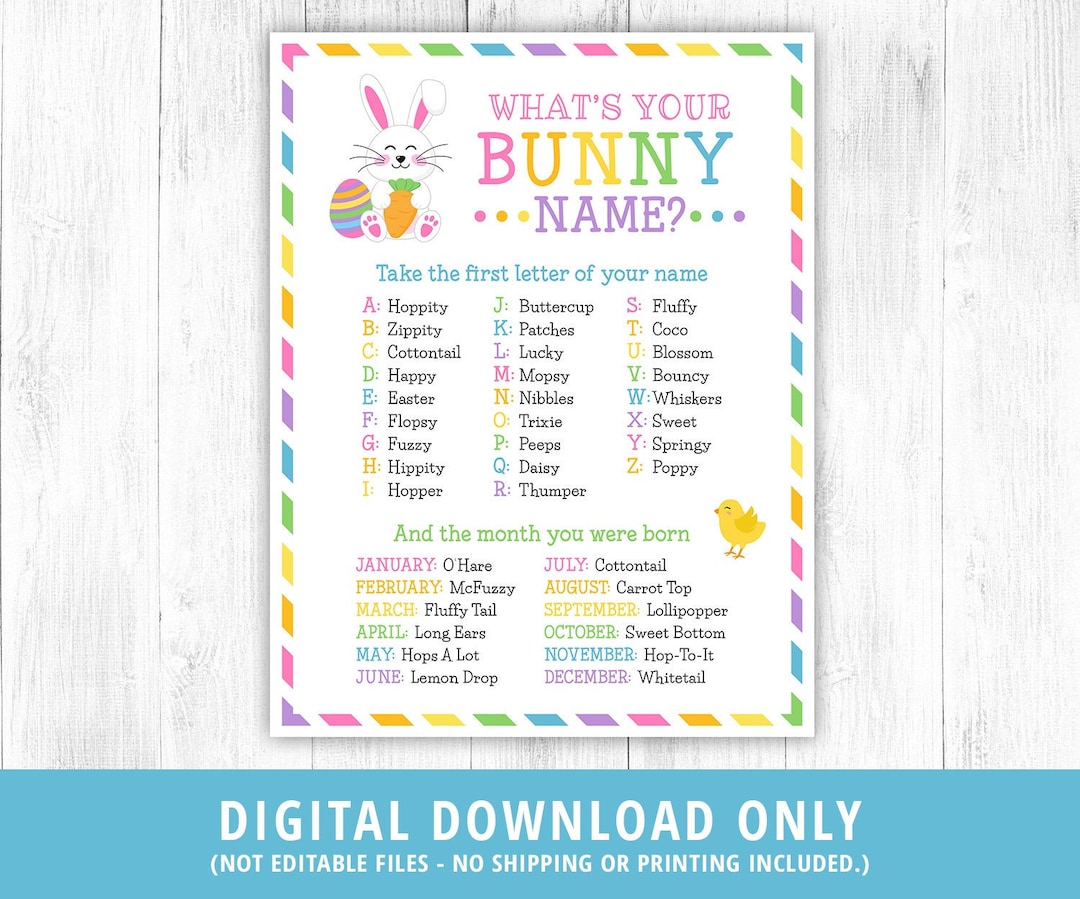 What's Your Bunny Name Sign Easter Bunny Name Game
