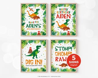 Dinosaur Party Signs, Dinosaur Birthday Decorations, Welcome Sign, Dinosaur Party Supplies, T-rex, Dinosaur Birthday, Printable, DIGITAL