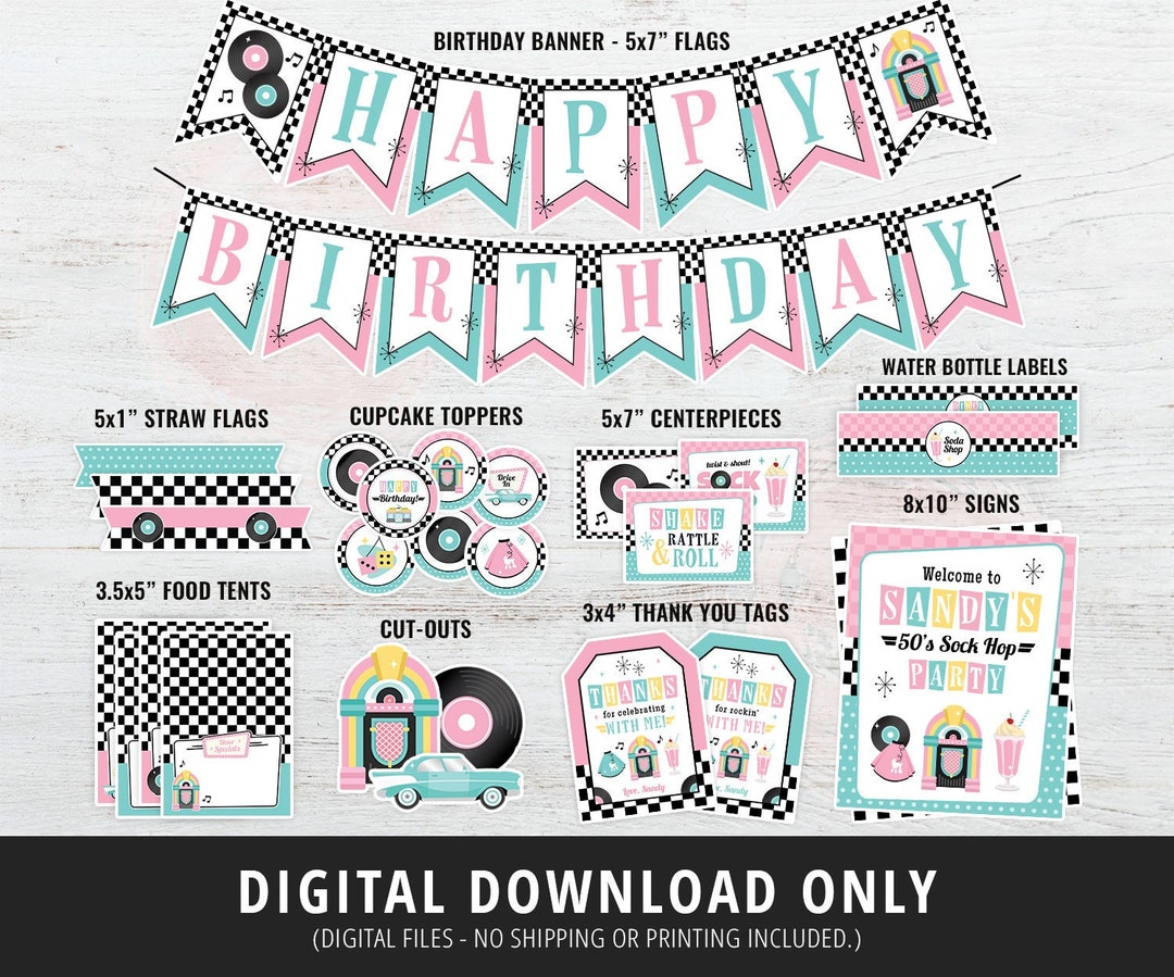 50s Birthday Party Decorations, 50s Retro Party Decor, 50s Sock Hop ...