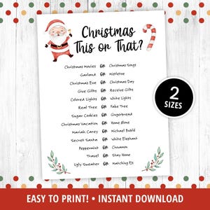 Printable Christmas This or That Game, Christmas Party Game, Christmas Activity, Christmas Would You Rather, Adults and Kids, DIGITAL
