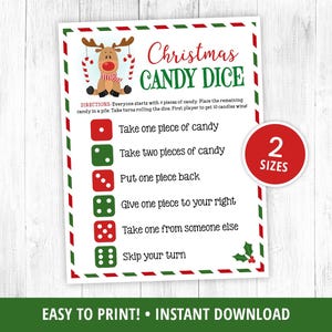 Christmas Candy Dice Game, Christmas Party Games for Kids, Printable Christmas Party Game, Fun Activity, Classroom Game, Dice Game, DIGITAL