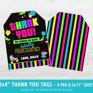 80s Thank You Tags, 80s Favor Tags, 80s Birthday Party, 80s Birthday ...