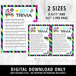 80s Trivia Games Printable 80s Trivia Game 80s Movie Trivia - Etsy