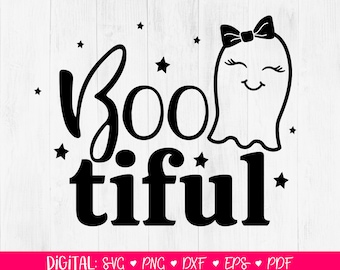 Bootiful SVG, Halloween Kunst, Geist SVG, Süßer Geist Kunst, Mädchen Halloween Kunst, Halloween Clipart, Zitat Kunst, Kinder, Png, Cricut, DIGITAL