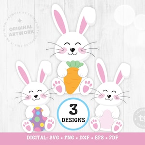 Easter Bunny SVG, Bunny Svg, Easter Svg, Easter Bunny Clipart, Easter Clipart, Easter Egg, Carrot, Cute Rabbit, Spring, Cricut, PNG Digital