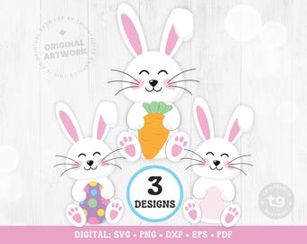 Easter Bunny SVG, Bunny Svg, Easter Svg, Easter Bunny Clipart, Easter Clipart, Easter Egg, Carrot, Cute Rabbit, Spring, Cricut, PNG Digital