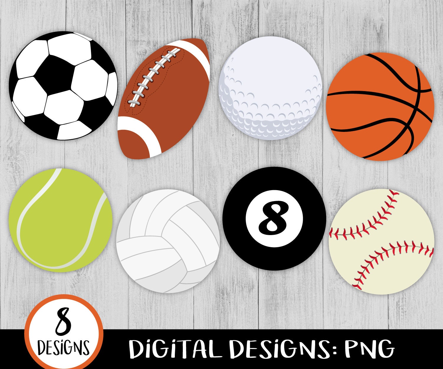 Sport Balls Clipart Sports Clipart PNG Various Sport Balls | Etsy