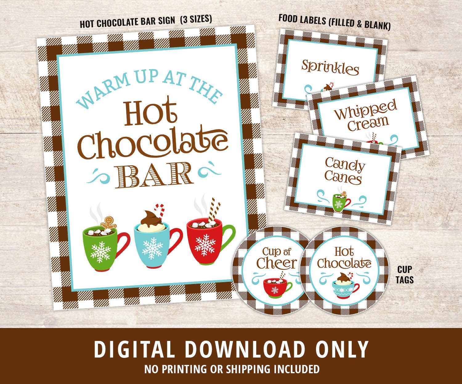Hot Chocolate Bar Kit, Hot Chocolate Party, Hot Chocolate Bar, Hot Cocoa Bar, Sign, Labels, Hot Chocolate Cup Tags, Printable, DIGITAL