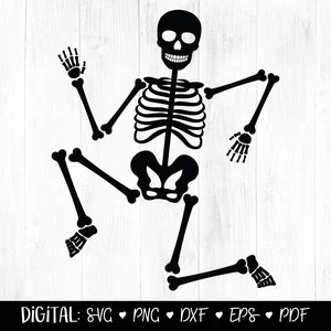 Esqueleto SVG, Clipart de esqueleto de Halloween, Esqueleto de baile divertido SVG, Clipart de Halloween, Gráficos de esqueleto, Archivo de corte Cricut Png, DIGITAL