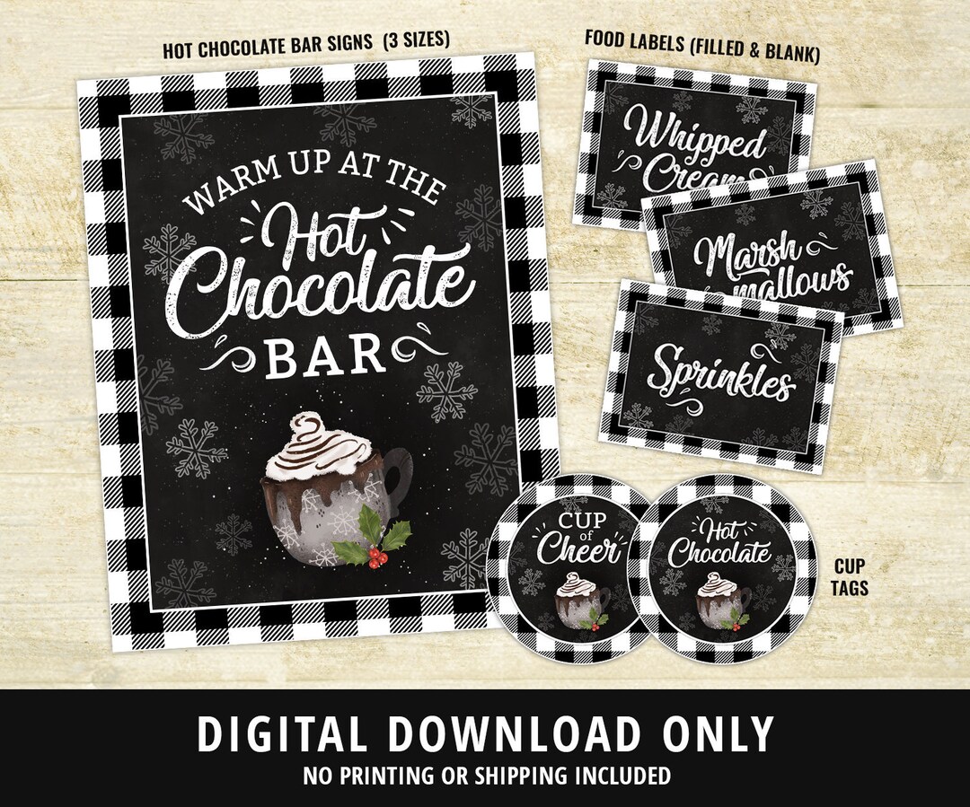 Hot Chocolate Bar Printable Kit, Hot Chocolate Party, Hot Chocolate Bar ...