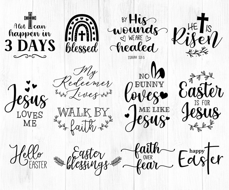 13 Christian Easter Quotes SVG Bundle, Easter svg, Religious Easter clipart, He is Risen Svg, Scripture, Jesus svg, png, Cricut, Cut File image 2