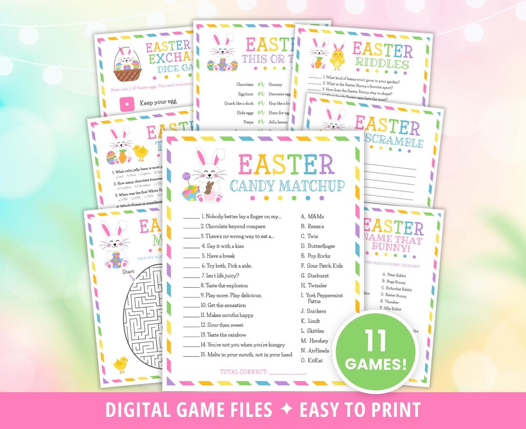 Easter Games Bundle Printable, Easter Activities, Easter Party Games ...