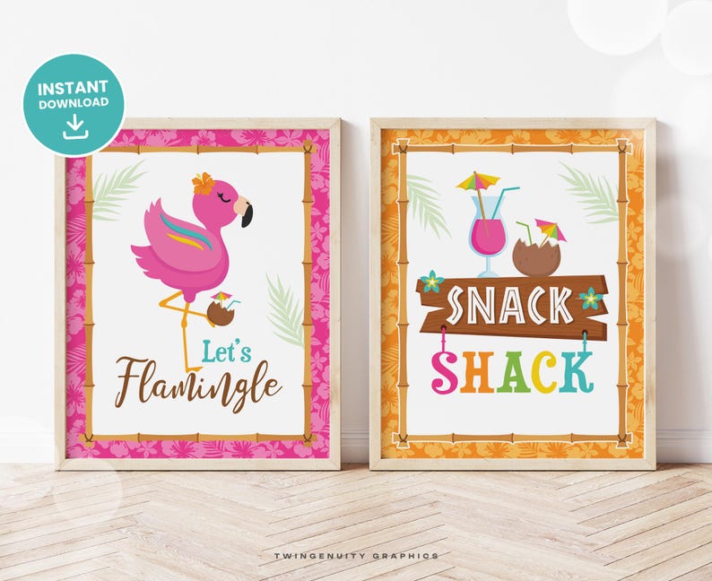 Luau Party Signs, Tropical Luau Birthday Party Signs, Welcome Sign, Snack Shack, Hawaiian Party Decor, Tiki, Printable DIGITAL image 4