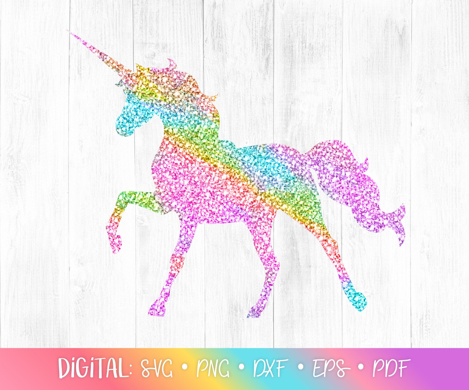 Rainbow Glitter Unicorn Clipart