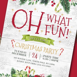 Christmas Invite, Festive Wood Christmas Flyer, Gift Exchange Invite ...