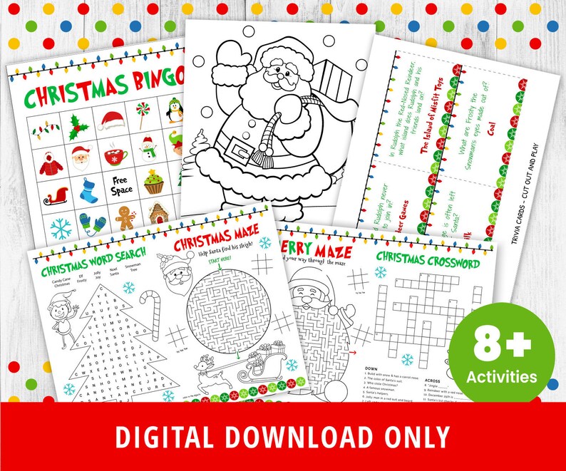 Christmas Activity Pages Christmas Game Printable Bundle - Etsy
