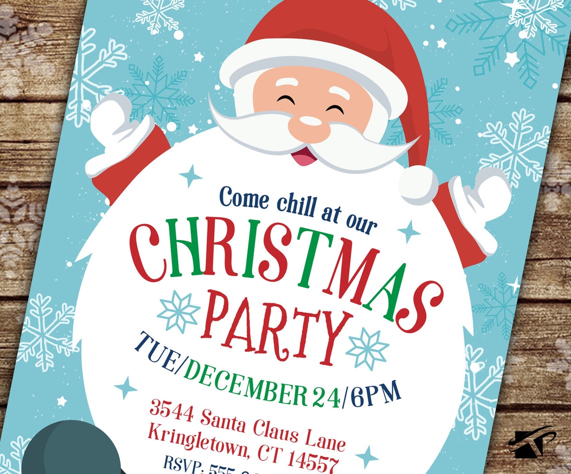 Santa Invitation Christmas Party Invitation Kids Christmas | Etsy