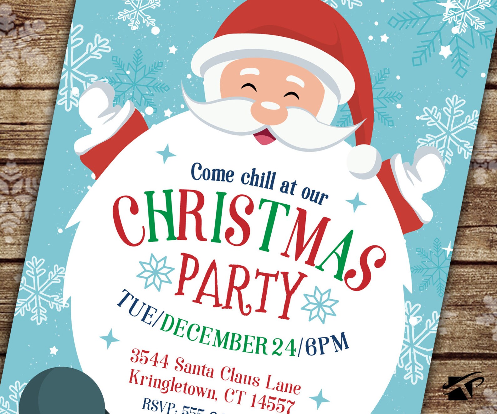 Santa Invitation Christmas Party Invitation Kids Christmas Etsy