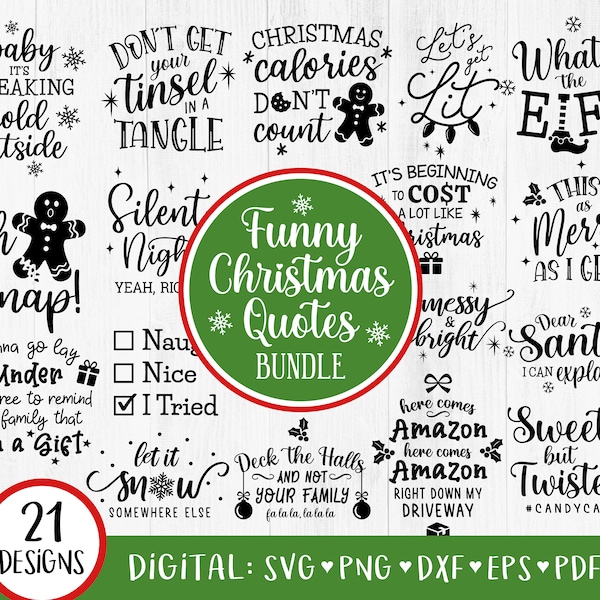 21 Funny Christmas Quotes SVG Bundle, Silhouette Christmas svg, Funny Christmas SVG bundle, Funny Quotes, Adult Christmas svg, DIGITAL