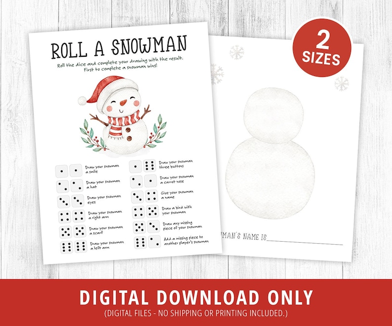 Christmas Roll A Snowman Dice Game
