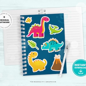 25 Dinosaur Clipart, Cute Dinos Clipart, Scrapbook printable Commercial Use. T-rex, Triceratops, brontosaurus, stegosaurus graphics PNG image 5