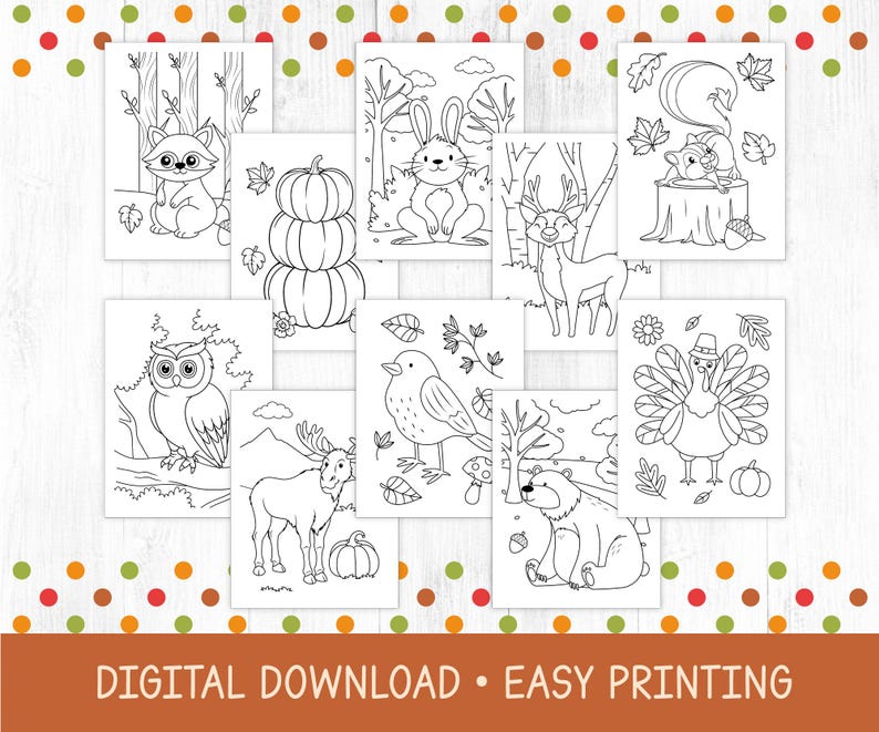 Autumn coloring pages for kids.